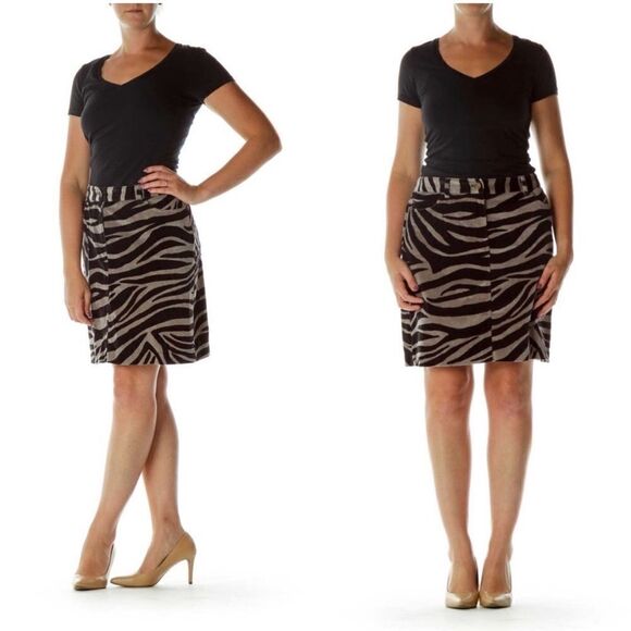 Boden Gray Black Velvet Zebra Print Skirt - Picture 1 of 14